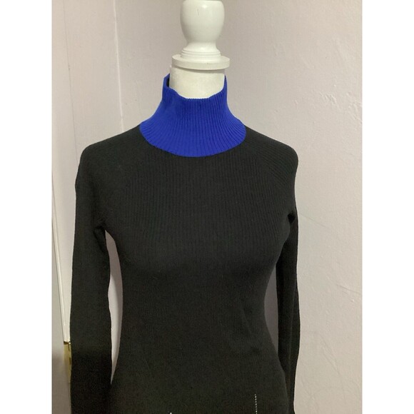 Rag & Bone Merino Wool Blue Black Colorblock Turtleneck Knit Sweater XXS - Picture 2 of 7